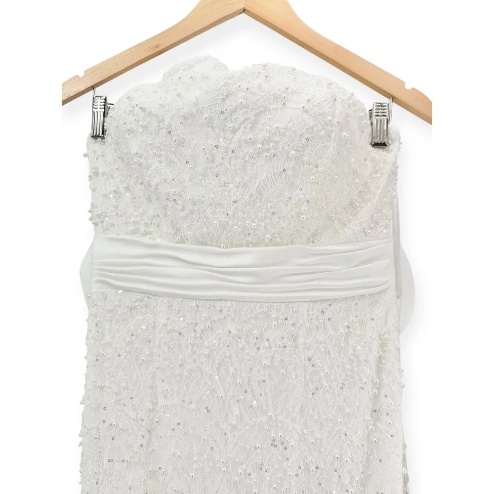 NWT Mac Duggal Ivory Strapless Beaded Bow Back Midi Dress‎ $498 - Size 6